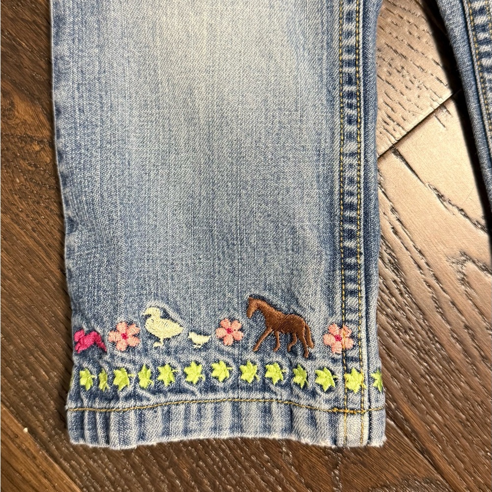Vintage Gap Denim Toddler Girls Embroidered Horse Jeans 2 Years Farm Y2K Animals - Picture 4 of 12